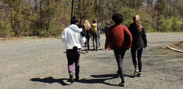 Teens headed out for a walk in the woods